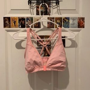 Light pink clip front sports bra